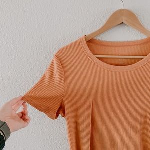 Peach ribbed cropped t shirt